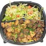 Halal Grilled Lamb and Chicken on Rice with Salad+Soda