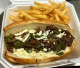 Philly Steak Sandwich, Side and Drink.