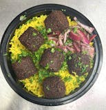 Falafel on Rice with Salad & Soda