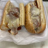 Meatballs Parmigiana sandwich