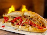 Chicken Cheese Steak Sandwich with Peppers, Onion & Mushrooms