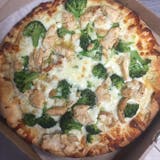 White Grilled Chicken Broccoli Pizza