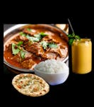 Combo # 3 Lamb(Lamb curry + Garlic Naan +Rice + Mango Lassi)