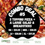 Three Toppings Pizza, Large Salad & Bread Stix Combo (5)