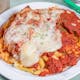 Chicken Cutlet Parmigiana with Baked Ziti