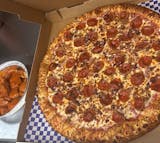 Large Two Topping Pizza & 10 Wings