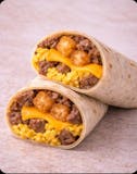 Steak egg cheese tater tots Burrito