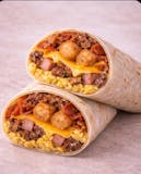Meat Lovers turkey ham + beef sasuge +turkey bacon egg cheese tater tots Burrito