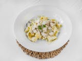 Parpardella Pasta with Chicken Alfredo Sauce