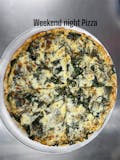 White Spinach Tomato & Basil Garlic Pizza