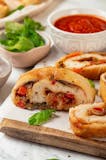 Chicken, Mozzarella, Roasted Pepper Stromboli