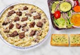 Steak Tips Alfredo Parmesan Pasta
