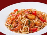 shrimp parm spaghetty