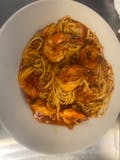 Shrimp Marinara over linguine