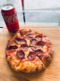 1-Small 8'' Pizza with One Topping & a Can of Soda - Lunch