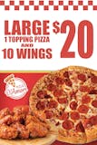 Large One Topping Pizza & 10 Wings Pick Up Special