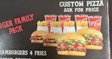 4 Hamburger, 4 Fries & 4 Medium Drinks Burger Family Pack