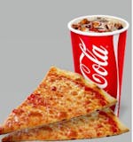 2 Cheese Pizza Slices with Can Soda