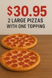 Two Large Pizzas with One Regular Topping Special
