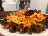 Mussels Marinara over Pasta