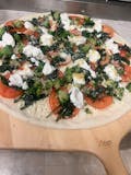 White Broccoli, Ricotta, Spinach, Tomato & Garlic Pizza