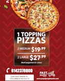 Two 12'' Medium One Topping Pizzas Saturday Special