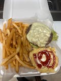 Cheeseburger, Fries & Can of Soda Combo
