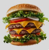 Triple cheeseburger with fries & can of soda