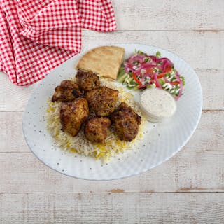 Grilled Chicken Kabob Platter (halal) with a Drink