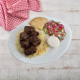 Grilled Steak Kabob Platter (halal) with a Drink