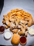 6 Pieces Wings, with Fries, Coleslaw, Roll & Drink