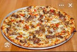 Cheese steak pizza