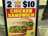 2 for $10.00 chicken sandwiches