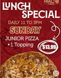 Junior Pizza with 1 Topping Lunch Special