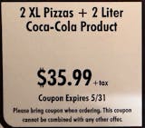 Two X-Large Cheese Pizza & 2 Liter Soda Special