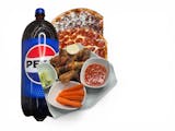 2 Medium Speciality Pies, 10 Wings, and a 2L Soda