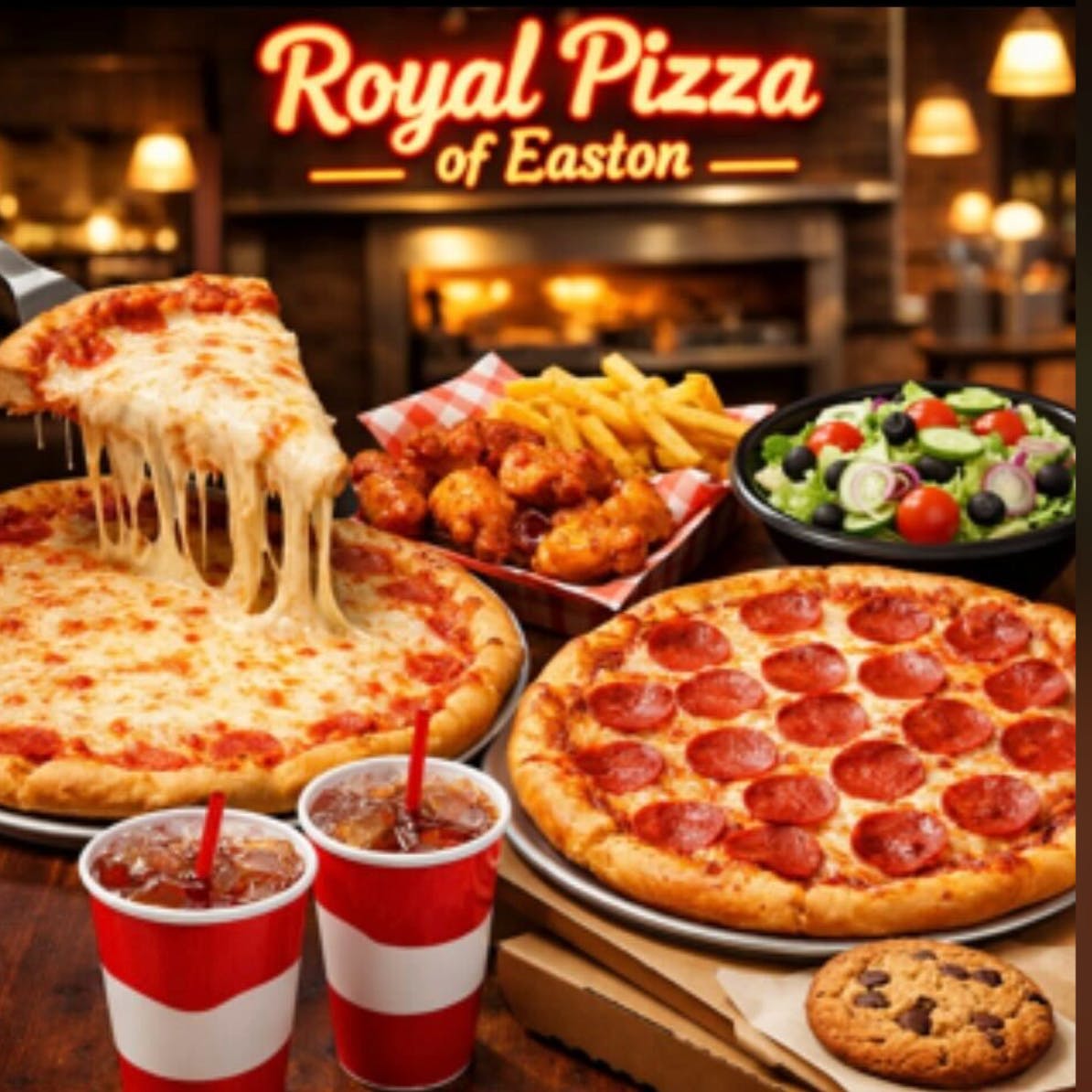 Large Cheese, Large Pepperoni, Large Chicken Wings, Large French Fries & 2 Liter Soda Special