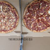Two Medium Pizzas with One Topping