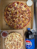 Large Three Topping Pizza, Regular Cheesy Bread & 2 Liter Soda Special