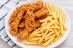 Chicken Tenders (4 pcs) with Fries and Salad.