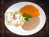  1.Three Corn Tortilla Shredded Chicken Enchiladas