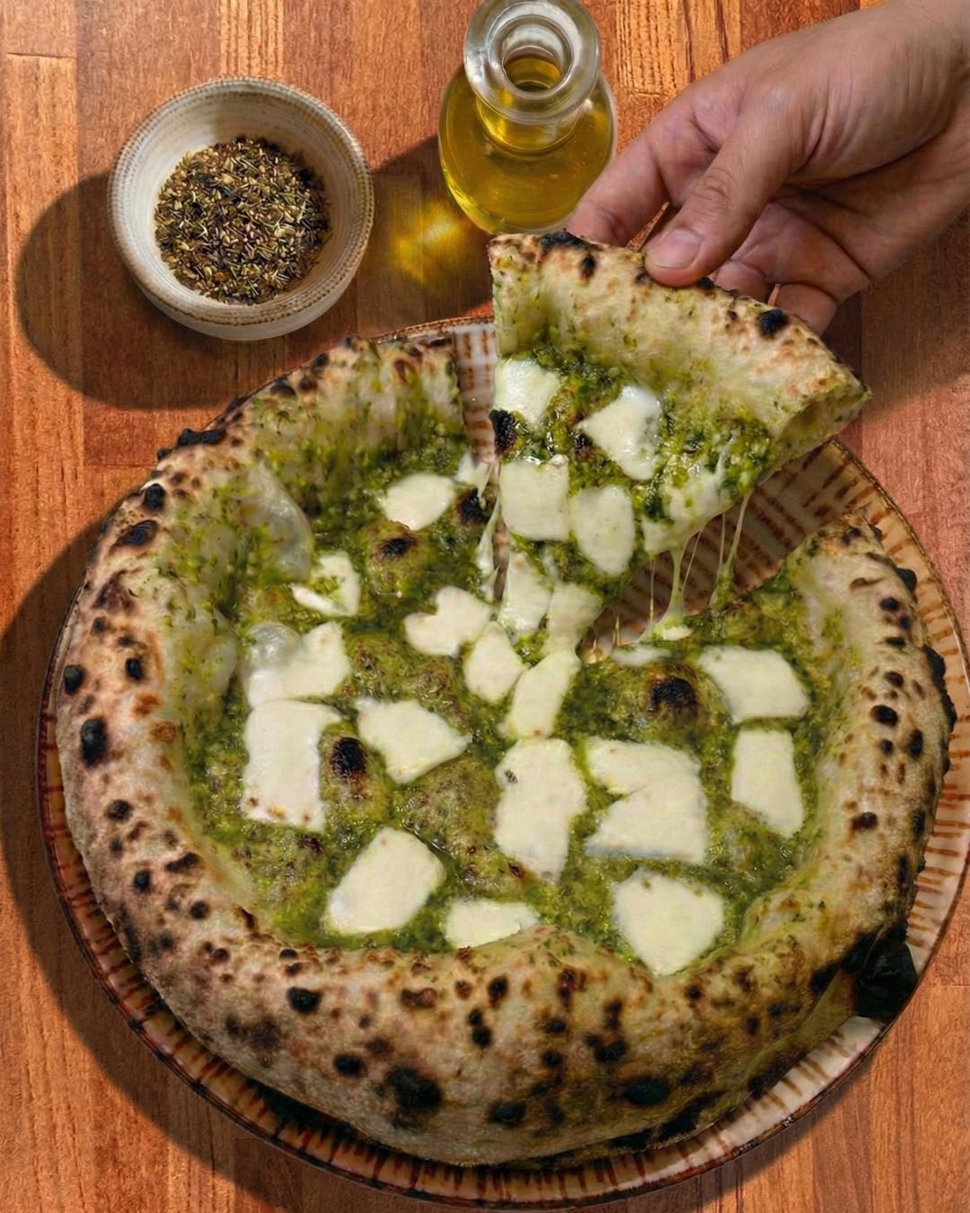 Pesto Pizza with Fresh Mozzarella