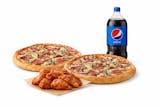 2 Medium 2 Topping Pizzas, 20 Wings & 2 Liter Soda Special