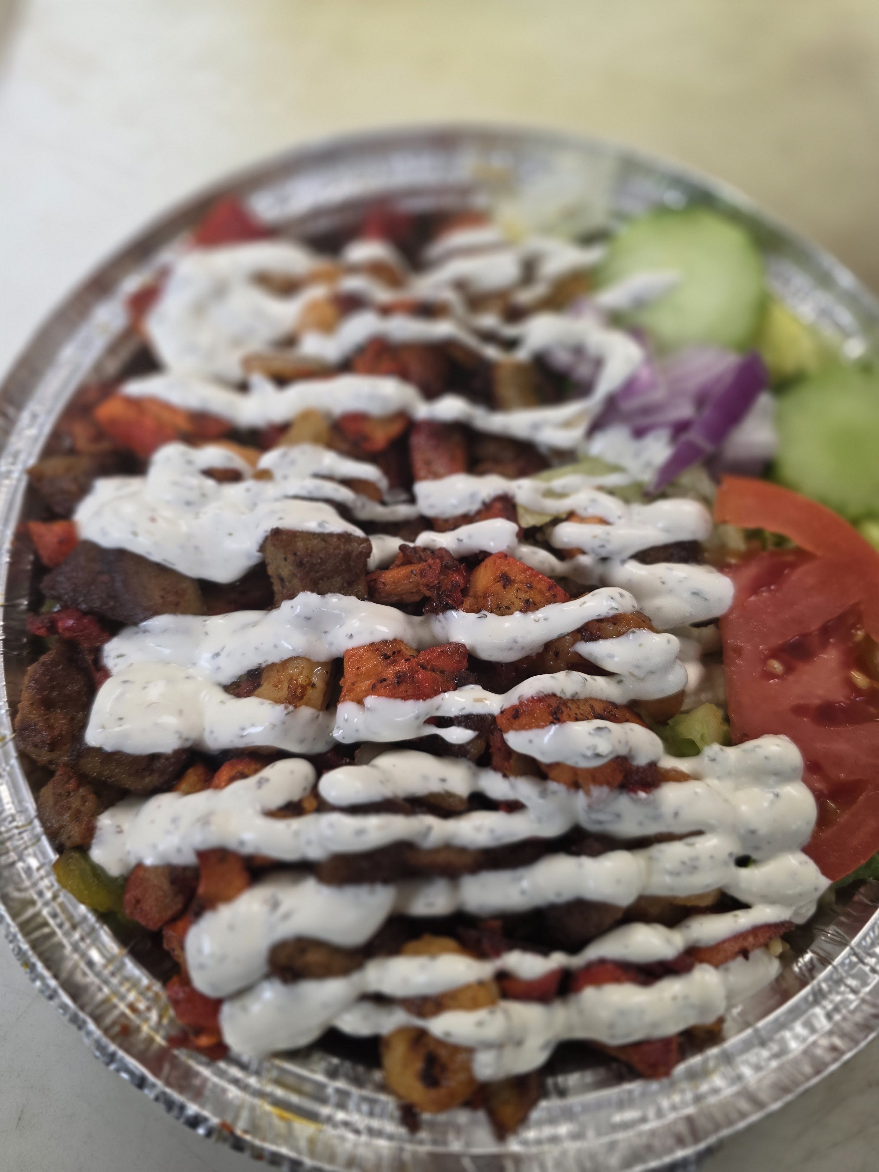 Chicken & Lamb Mix over Rice Platter