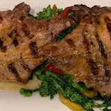 Grilled Pork Chops with Spinach -  Served with Penne Vodka and side House Salad