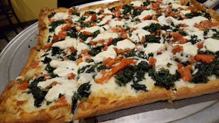 Sicilian Spinach, Tomato & Cheese White Pizza