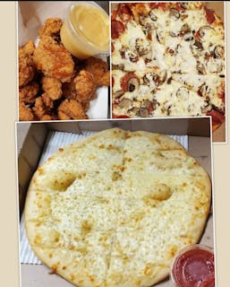 Family Special 16" Pizza,  14" B/s,   1/2# Boneless Wings