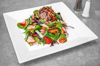 Strawberry & Walnut Encrusted Goat Cheese Salad