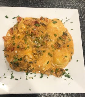 Lobster Ravioli with Shrimp in Vodka Sauce