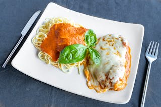 Chicken Parmigiana with Spaghetti